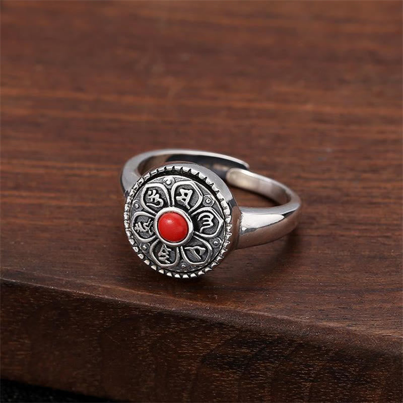 Verstellbarer Kupferring „Om Mani Padme Hum“ mit spirituellem Frieden
