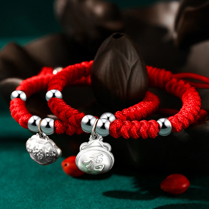 Kids Sterling Silver Spiritual Bracelet With Fu Character Charm