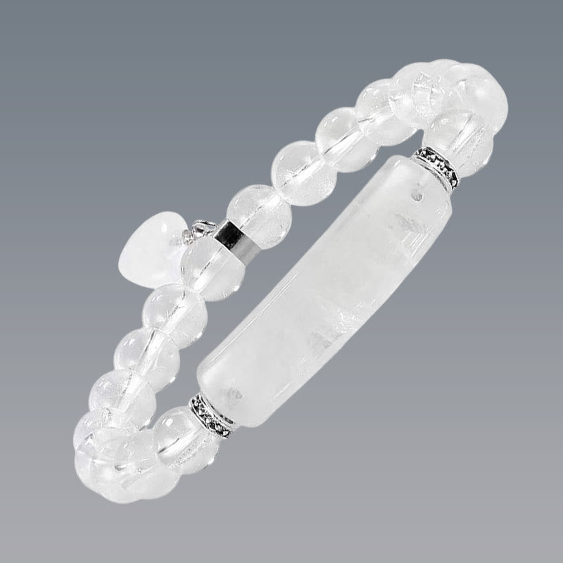Natural Quartz Love Heart Healing Beads Bracelet 8mm