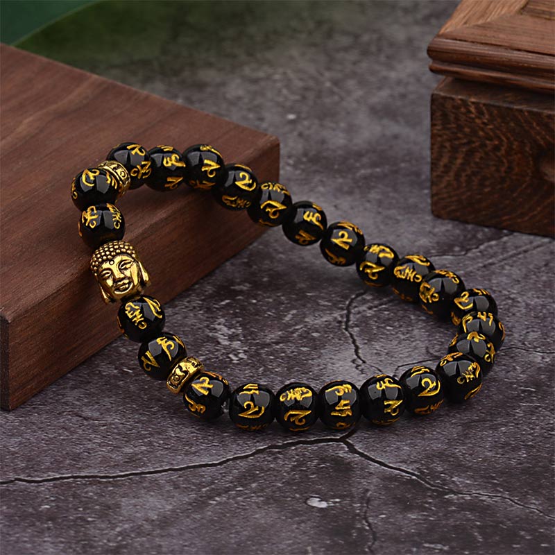 8 mm tibetisches Buddha-Mantra-Armband für Achtsamkeit