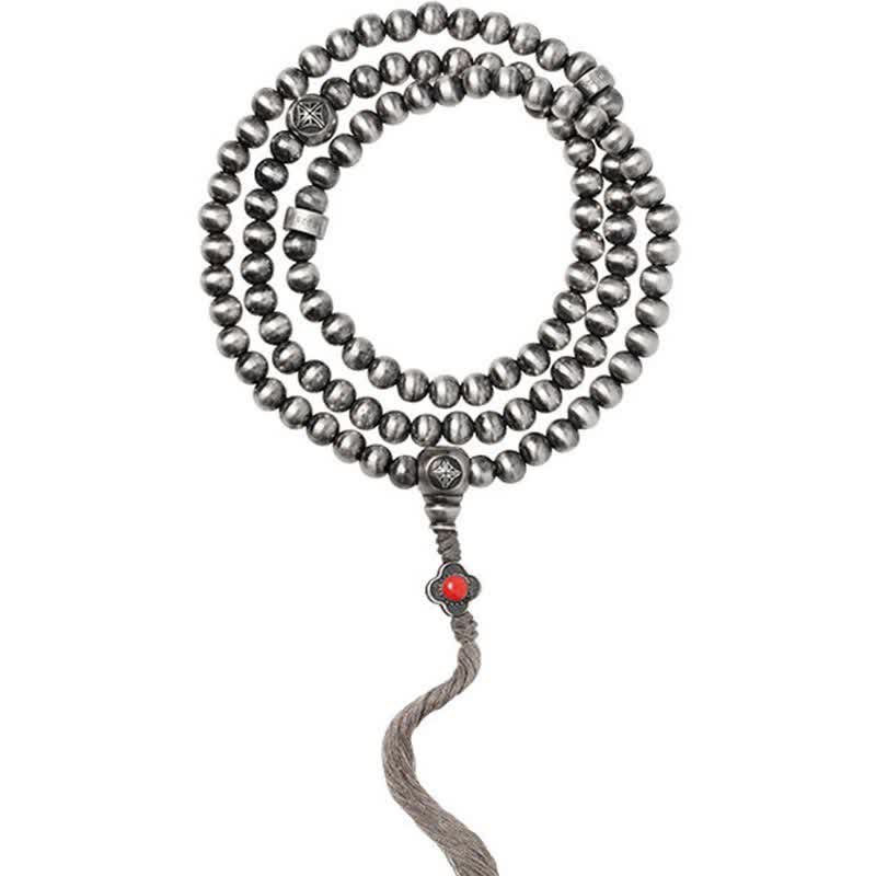 108 Mala Perlen Sterling Silber Rot Achat Türkis Vertrauen Armband