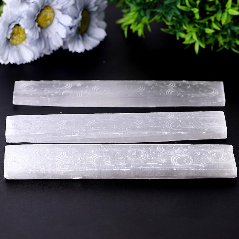 8" Selenitkristallstab mit Mondgravur