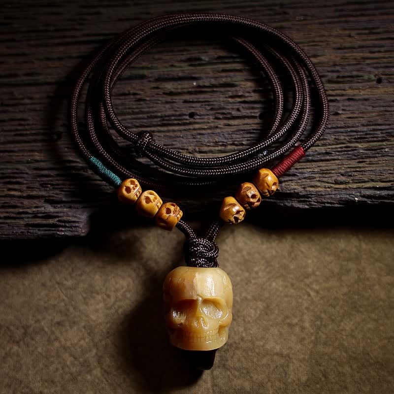 Tibetan Camel Bone Skull Protection Necklace 50cm Unisex