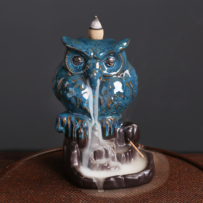 Handmade Ceramic Owl Backflow Incense Burner 9.2cm