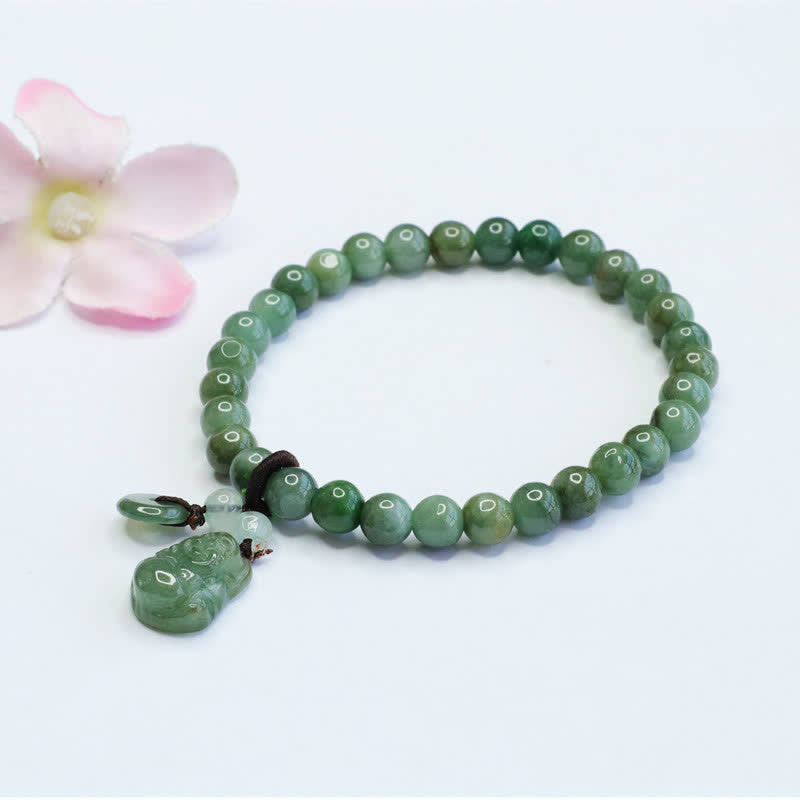 Cyan-Jade-Buddha-Armband mit lachendem Buddha-Anhänger zur Heilung
