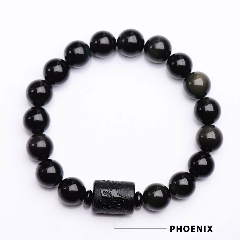 Obsidian Armband Phoenix Dragon 10mm und 12mm Perlen