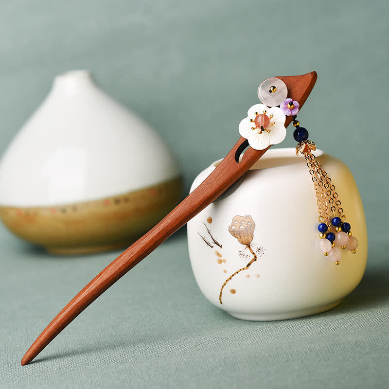 Rote Sandelholz Rosa Kristall Heilende Haarnadel | Chinesischer Charme