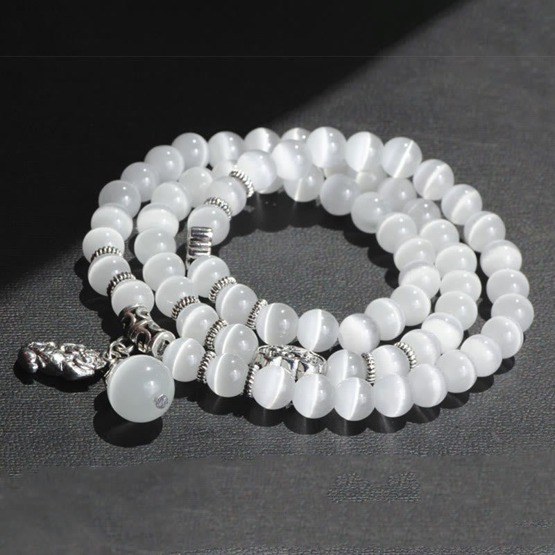 8mm Chrysoberyl Cat Eye PiXiu Triple Wrap Support Bracelet