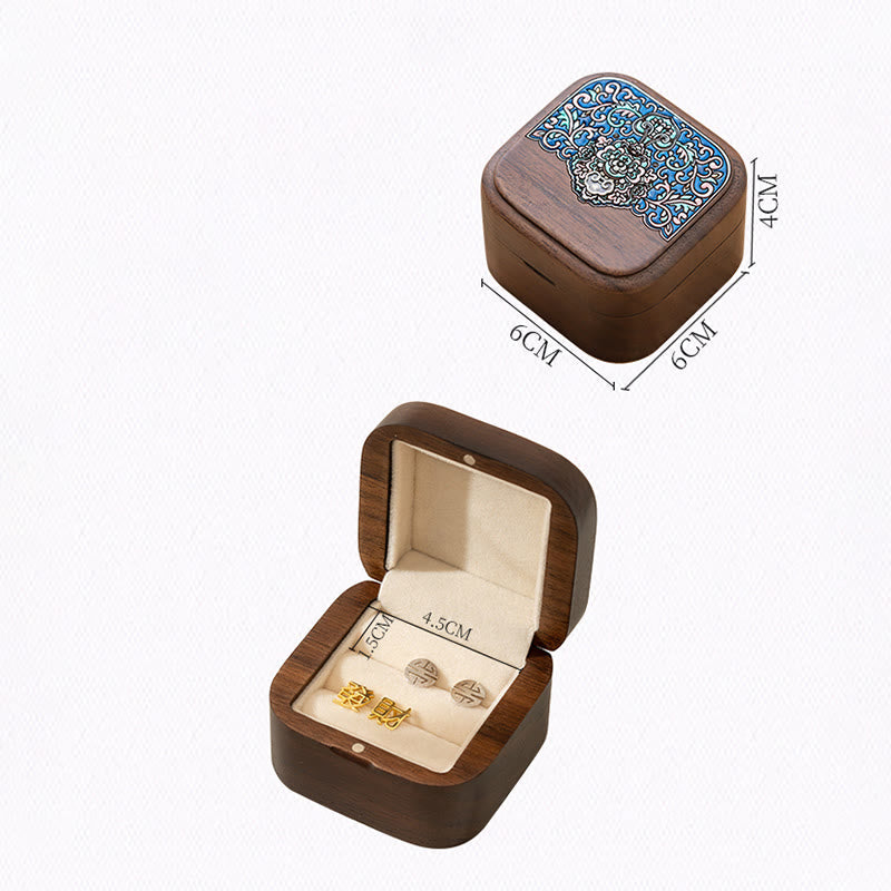 Handgemachte Ring-Schmuck-Aufbewahrungsbox aus schwarzem Walnussholz