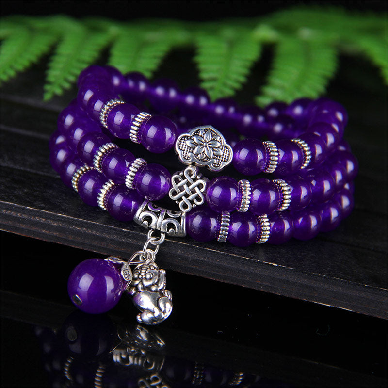 8 mm Amethyst-Pixiu-Armband für Gleichgewicht und Schutz