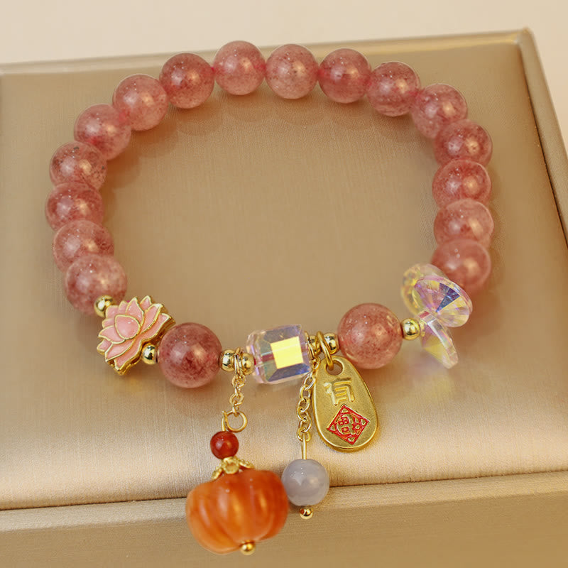Strawberry Quartz Fu Charm Positive Spiritual Bracelet