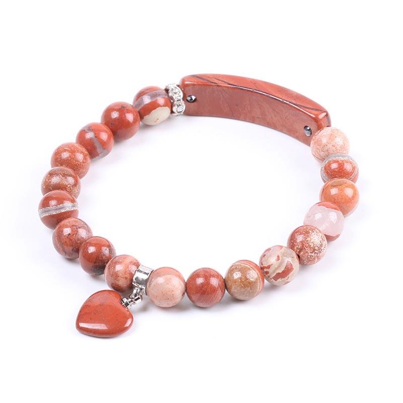 Natural Quartz Love Heart Healing Beads Bracelet 8mm