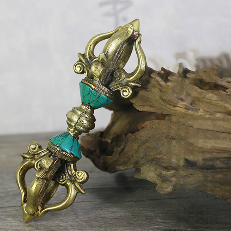 Handgefertigter tibetischer Vajra Dorje aus Kupfer mit fünf Zinken für die Erleuchtung