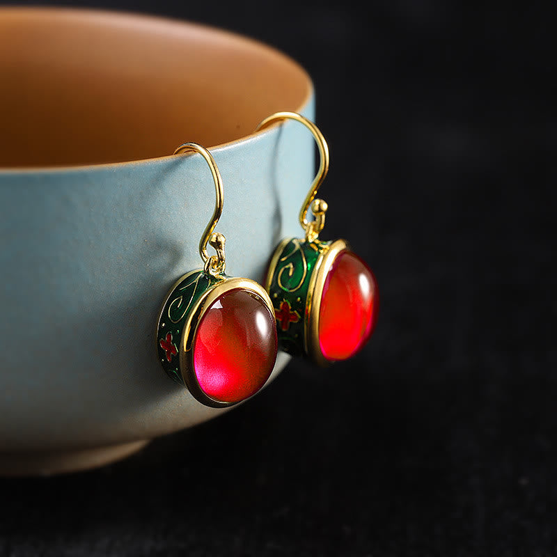 Red Corundum Spiritual Earrings for Confidence and Courage