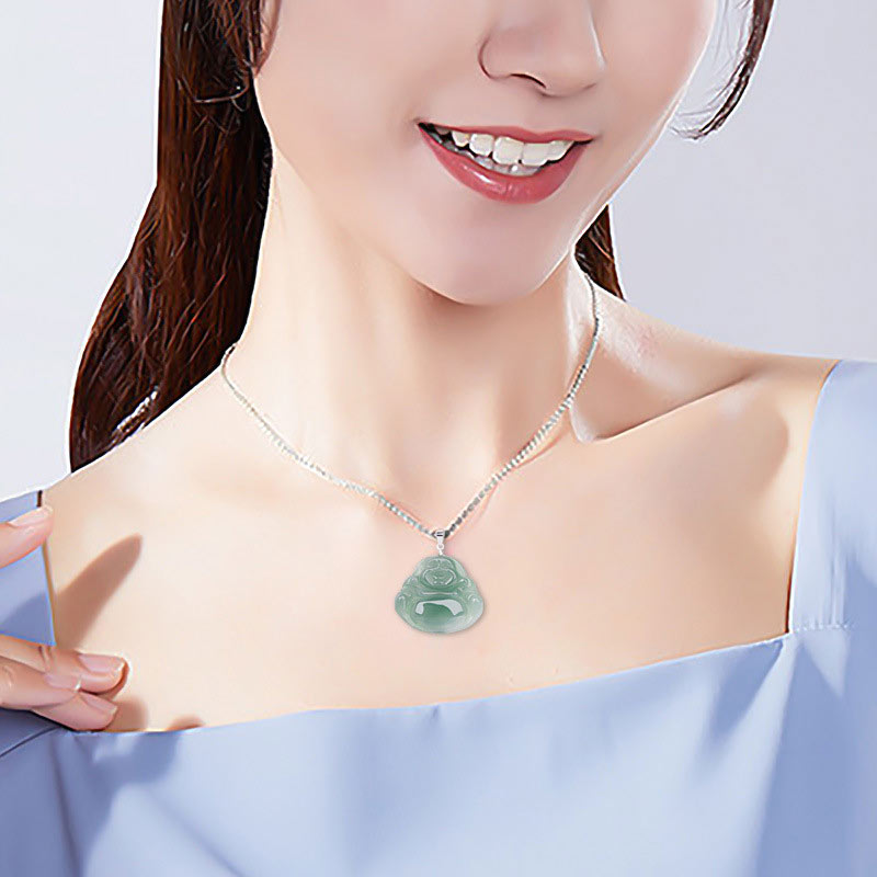 Jadekette mit lachendem Buddha-Anhänger | Schutz & Ruhe