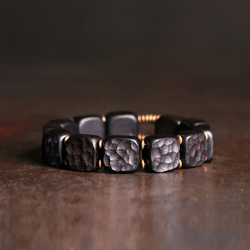 14mm Ebony Wood Copper Peace Balance Spiritual Bracelet