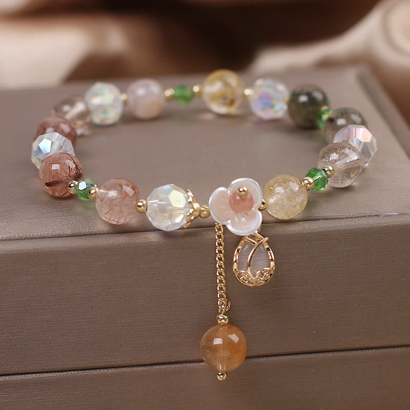 Strawberry Quartz Fluorite Healing Bracelet for Emotional Clarity