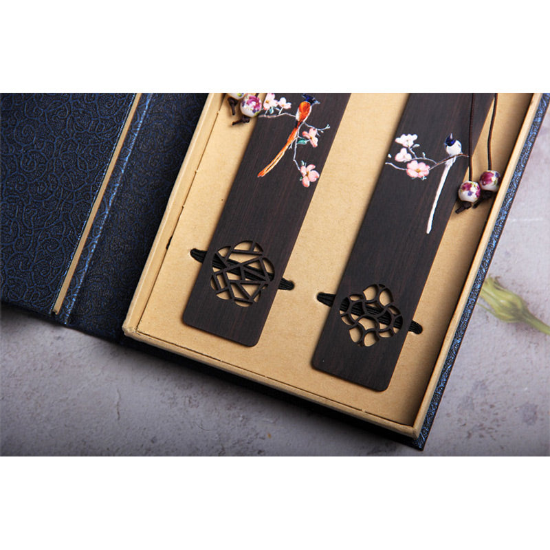 Lesezeichen aus Ebenholz, Pirol, Vogel, Holz, mit Geschenkbox