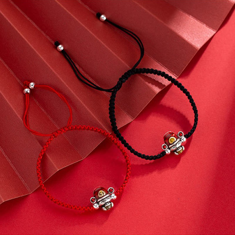 Handgefertigtes Glücks- und Kraftarmband aus roter Schnur, 14 mm