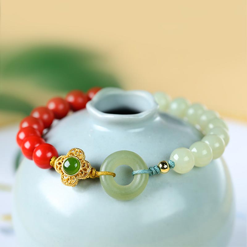 8mm Cinnabar Jade Blessing Bracelet for Prosperity & Calm