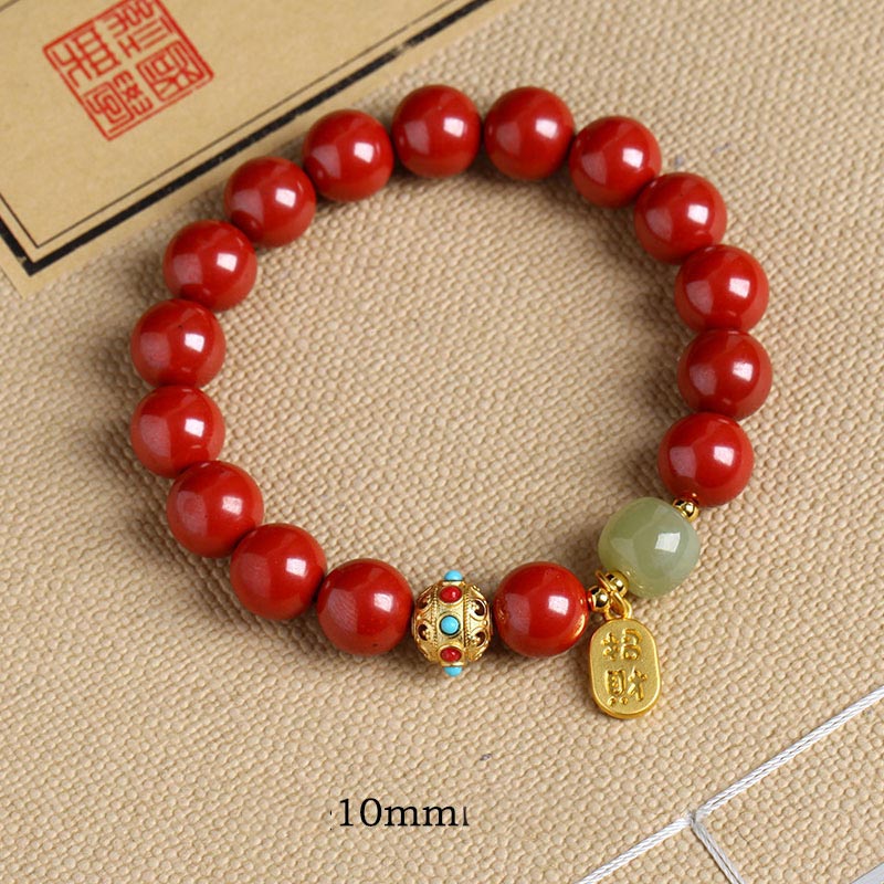 Unisex-Charm-Armband aus Zinnober und grünem Aventurin, 8 mm