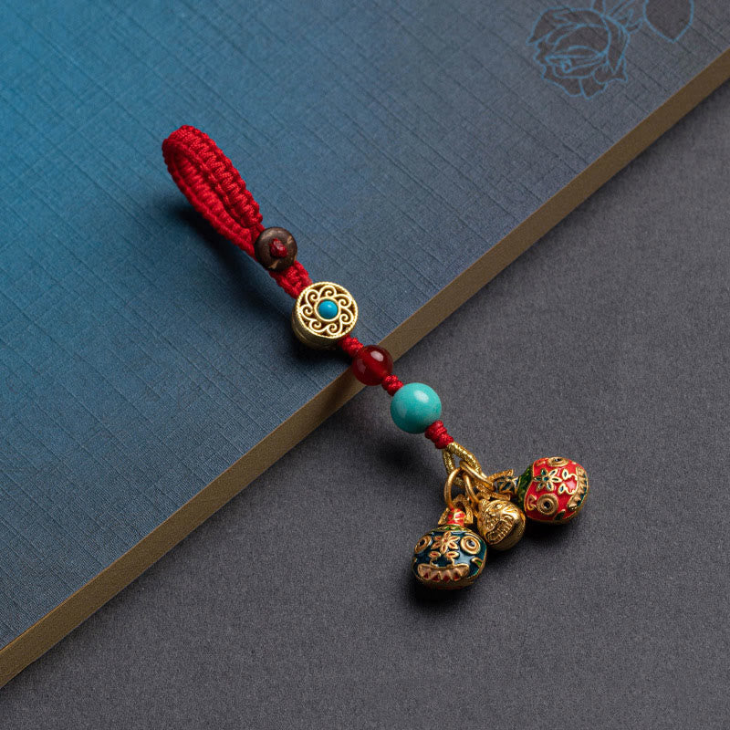 Gold Schluckendes Tier Familie Glück Schlüsselanhänger für spirituellen Reichtum