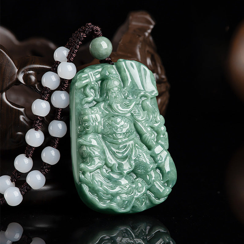 Natürliche Jade Guan Gong Reichtum Halskette Anhänger