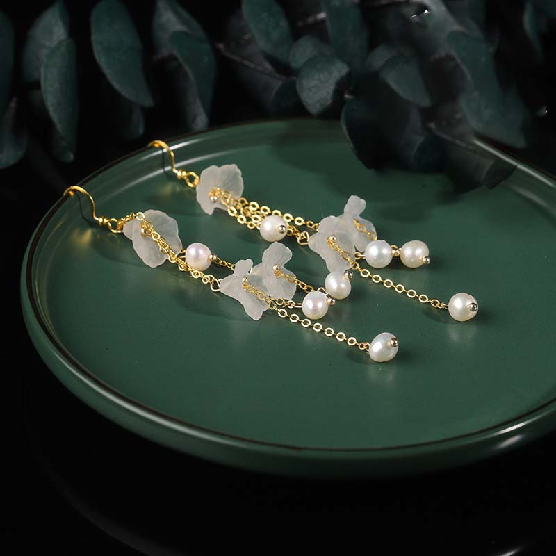 Perlenblütenblätter Glückstropfen Ohrringe 4mm