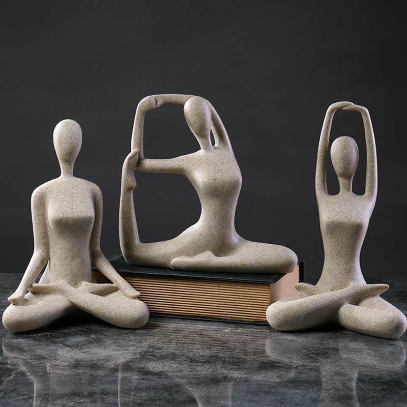 Abstrakte Yoga-Meditierende Buddha-Statue aus Kunstharz, Dekoration