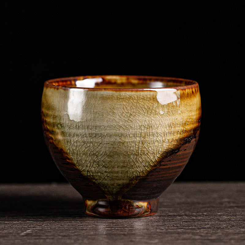 Retro Braune Keramik Zen Teetasse 130ml Meditationstasse