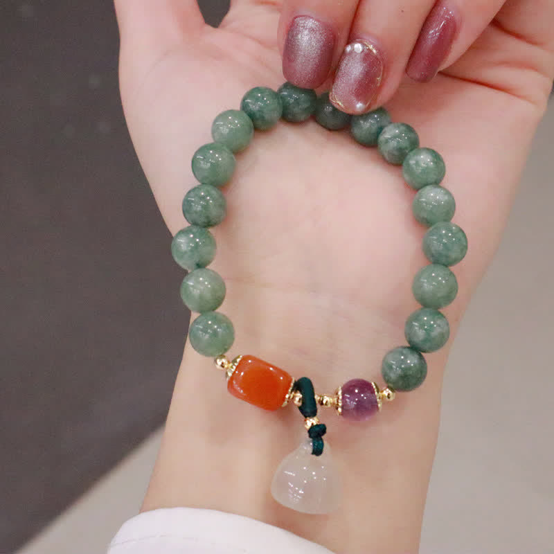 Heilendes Jadearmband mit Cyan-Jade und Amethyst für Harmonie