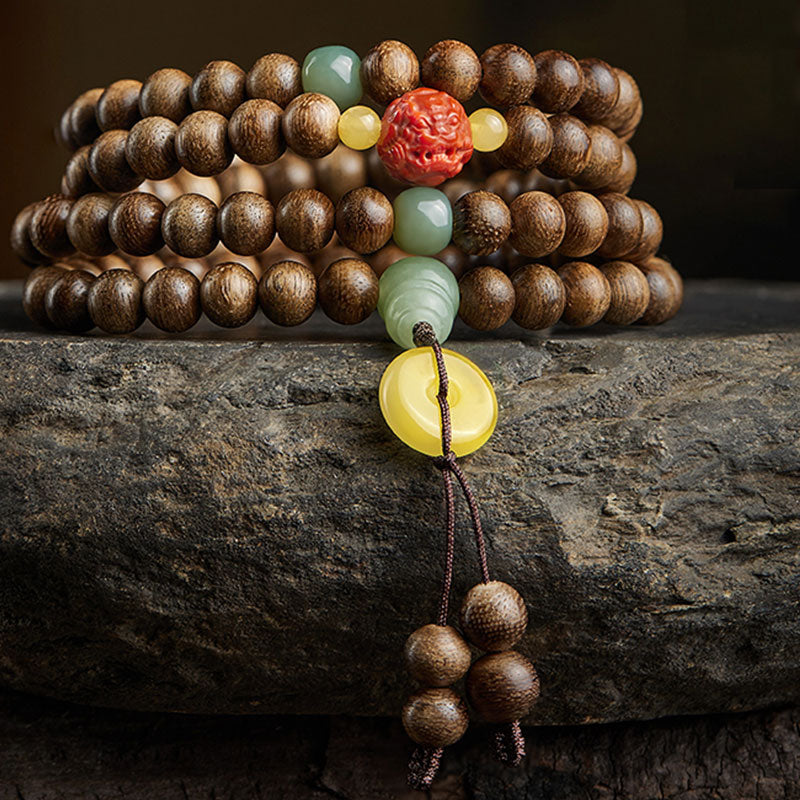 8 mm Adlerholz-Jade-Holz-Mala-Perlenarmband für Balance