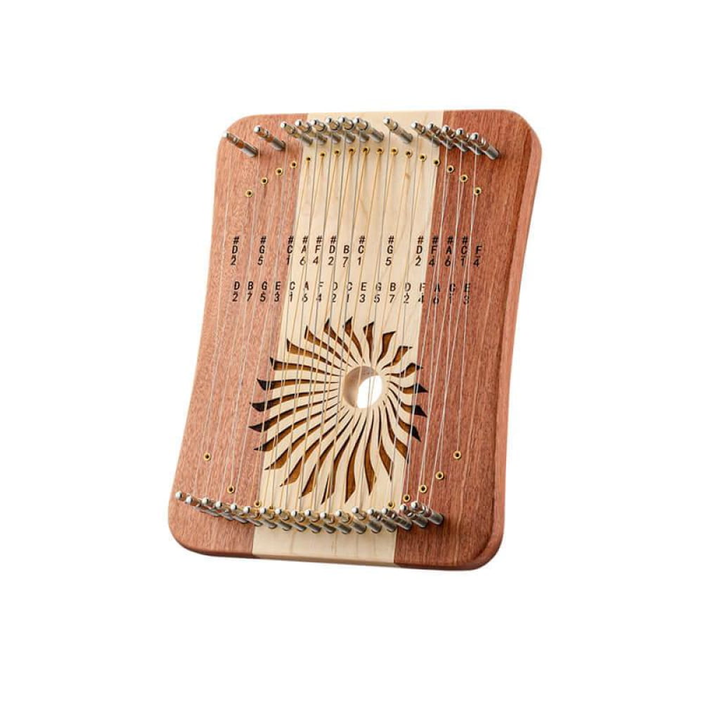 Wooden Kalimba thumb piano with spiral sound hole in Adjustable 17/31-String Lyre Harp