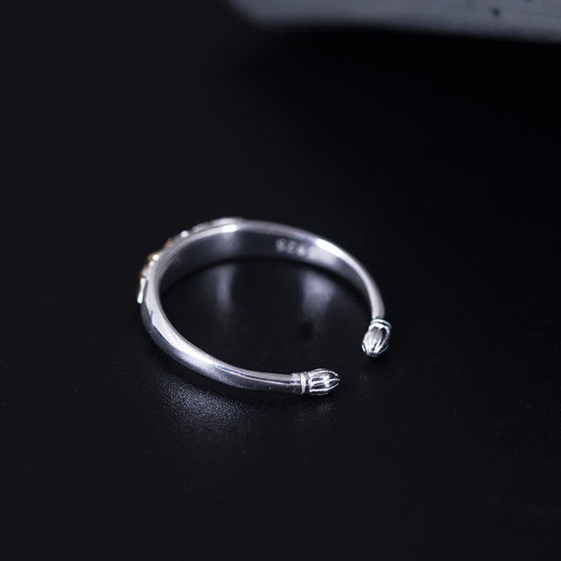 Verstellbarer Lotusring aus 925er Sterlingsilber für Neuanfänge