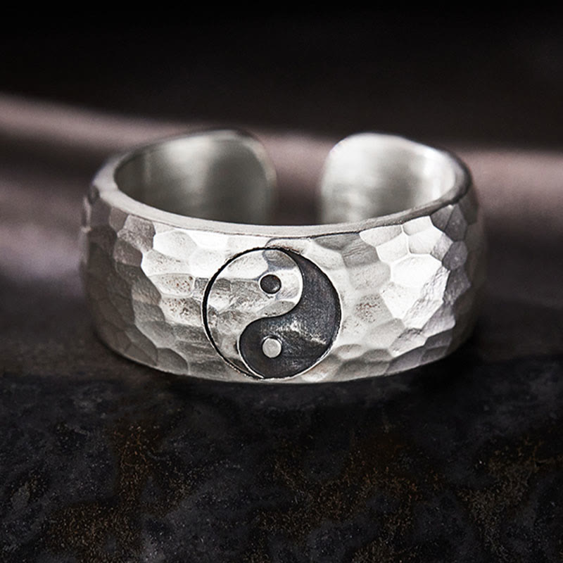 Verstellbarer Yin-Yang-Bagua-Harmoniering aus 999er Silber