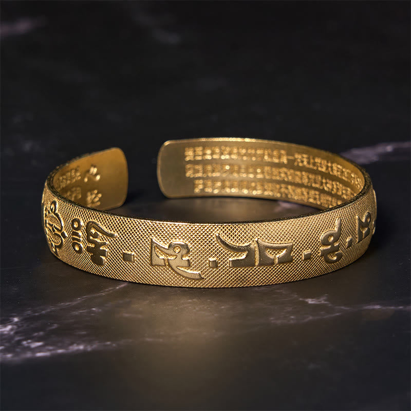 Verstellbares Kupferarmband „Om Mani Padme Hum“ mit Herz-Sutra-Gravur