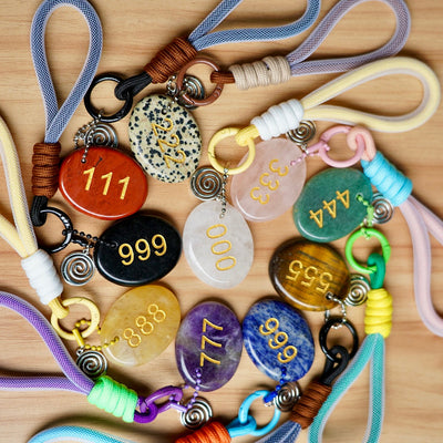 Adjustable Crystal Angel Number Key Rings for Healing Energy