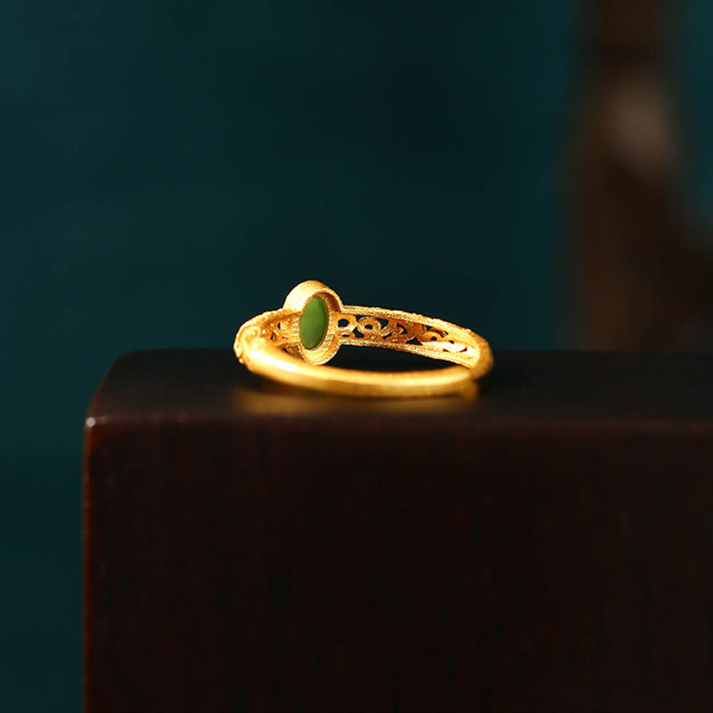 Verstellbarer Glücksring aus Cyan-Jade für Erfolg und Heilung