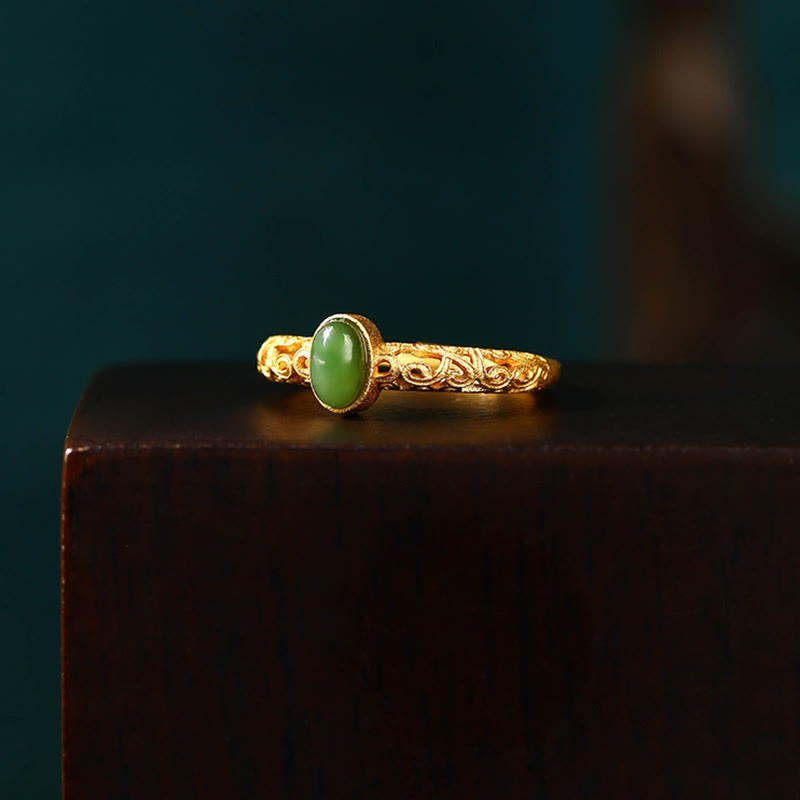 Verstellbarer Glücksring aus Cyan-Jade für Erfolg und Heilung