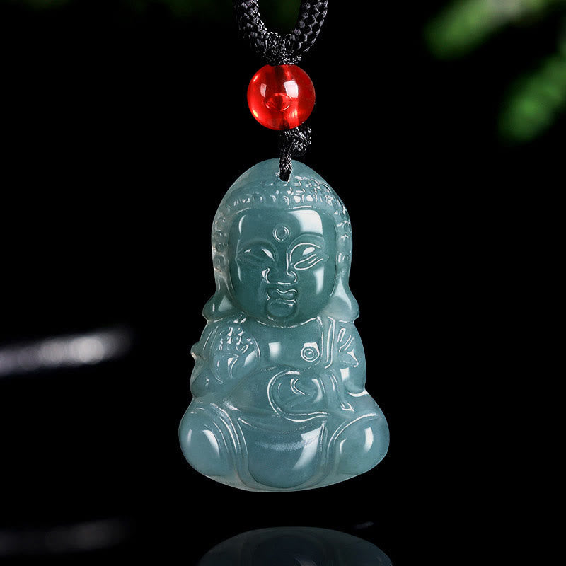 Verstellbarer Jade-Buddha-Halskettenanhänger, 60 cm