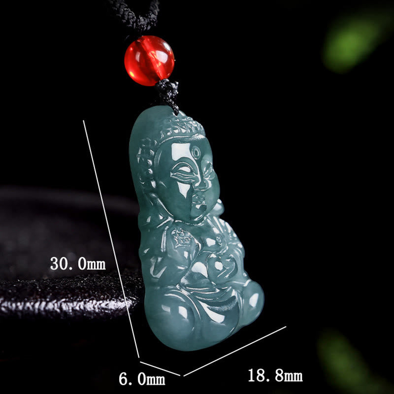 Verstellbarer Jade-Buddha-Halskettenanhänger, 60 cm