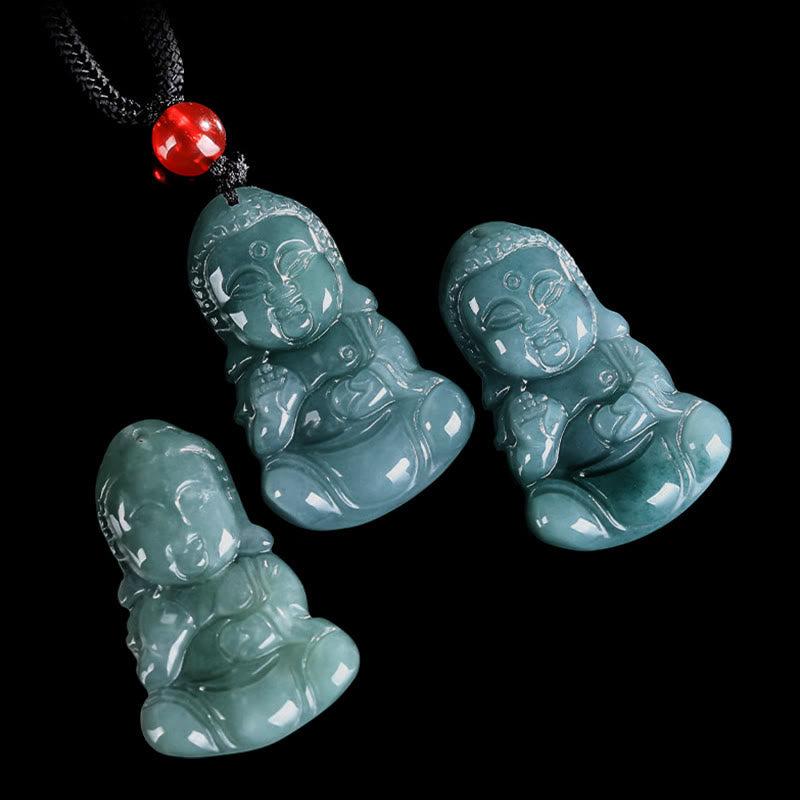 Verstellbarer Jade-Buddha-Halskettenanhänger, 60 cm