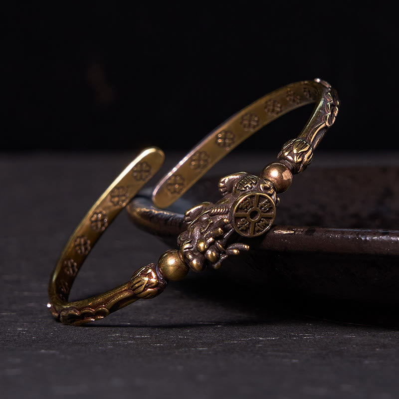 Verstellbarer Pi Xiu Kupferarmband Armreif für Reichtum und Glück