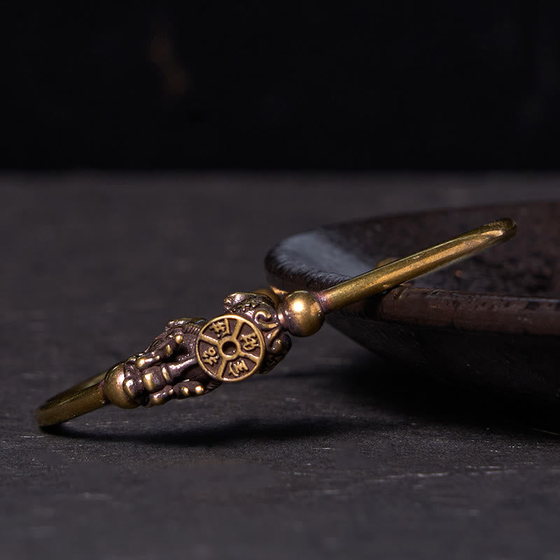 Verstellbares Pixiu-Kupfer-Kompass- und Fu-Glücksarmband