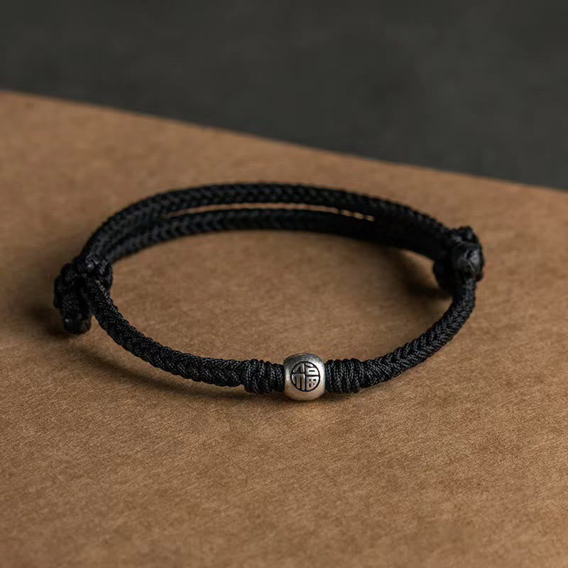 Verstellbares rotes Fu-Perlenarmband | 925 Sterling Silber