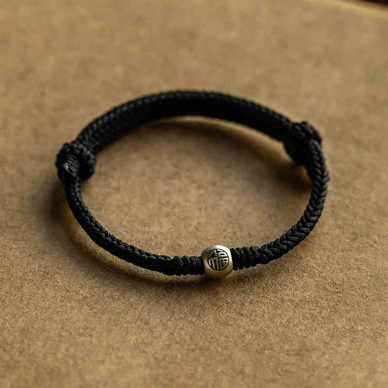 Verstellbares rotes Fu-Perlenarmband | 925 Sterling Silber