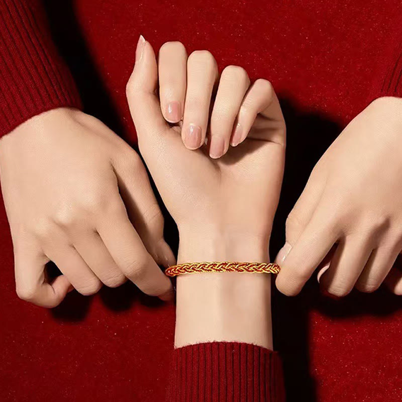 Verstellbares Glücksarmband mit roter und gelber Schnur, 14–22 cm