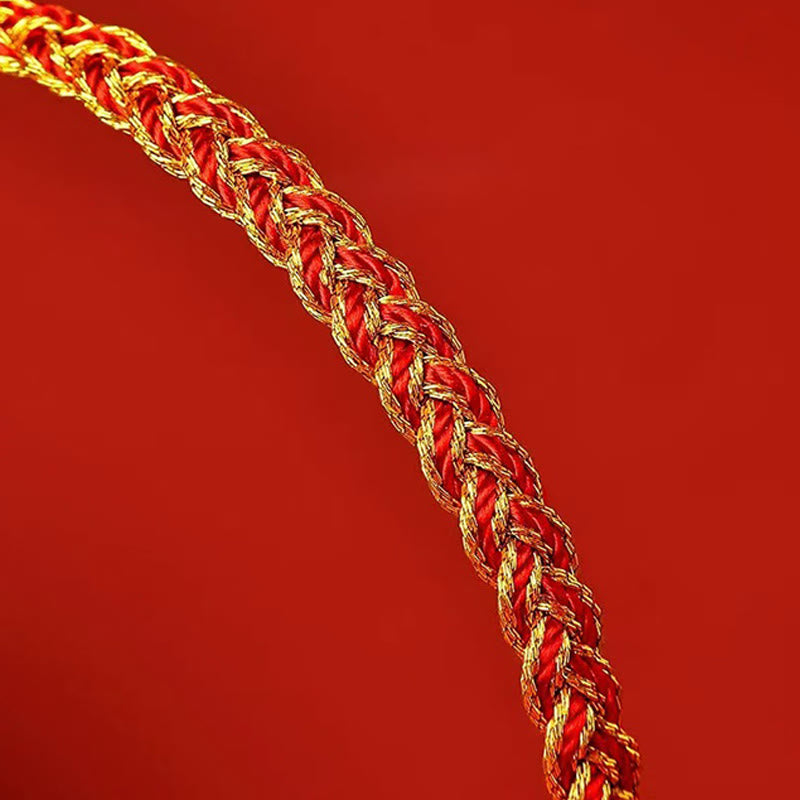 Verstellbares Glücksarmband mit roter und gelber Schnur, 14–22 cm