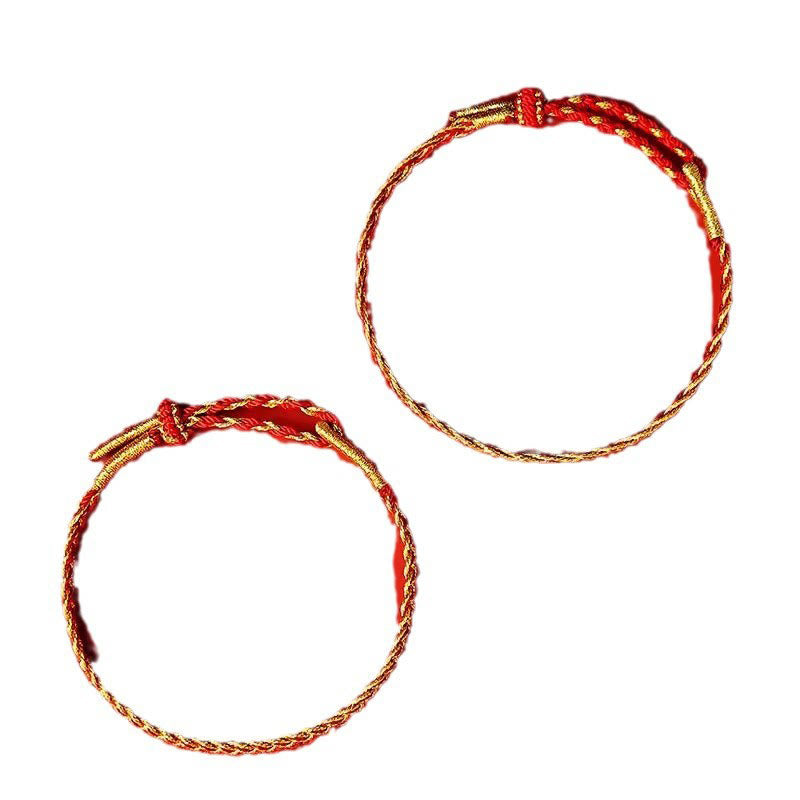 Verstellbares Glücksarmband mit roter und gelber Schnur, 14–22 cm