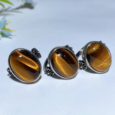 Verstellbare Heilkristallringe aus weißem Kupfer, 16–20 mm